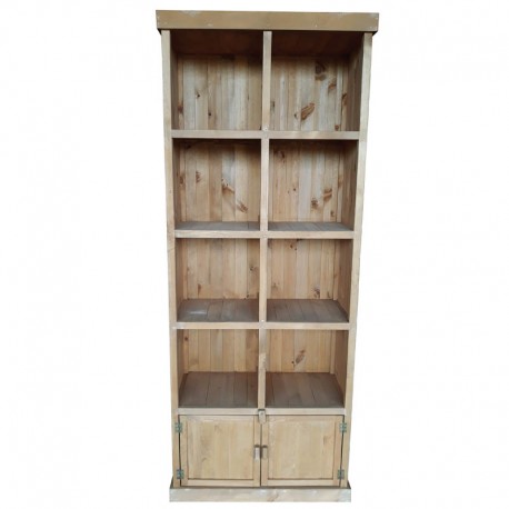 Meuble présentoir pin 8 cases 2 portes Madera