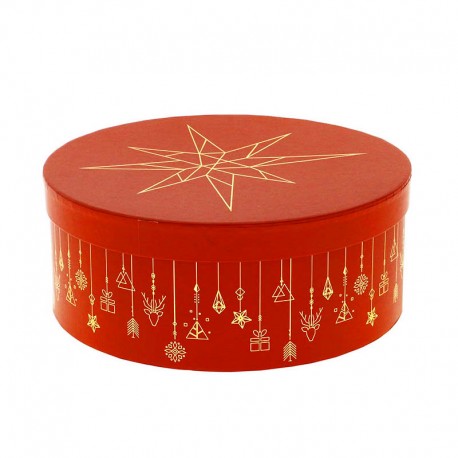 BOITE A CHAPEAU CARTON RONDE CHRISTMAS PM