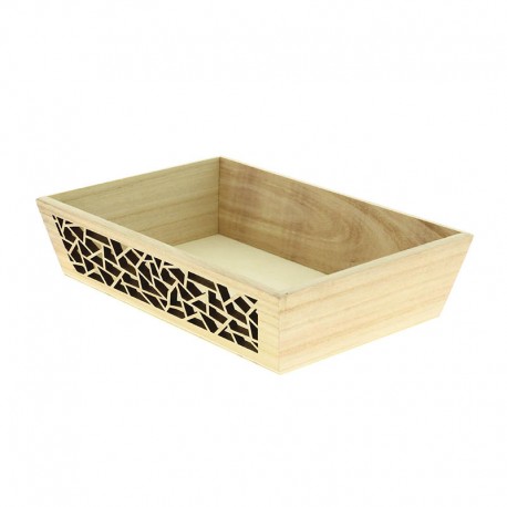 CORBEILLE RECTANGLE BOIS LASER PM