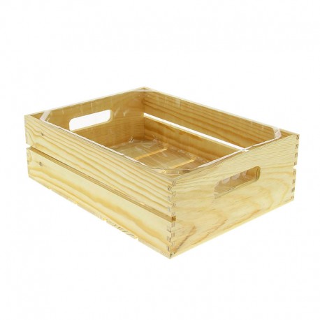Cagette bois avec fond plastique rectangle pm