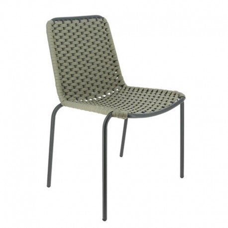 CHAISE EXTERIEURE RESTAURANT ACIER ET SANGLE TRESSEE