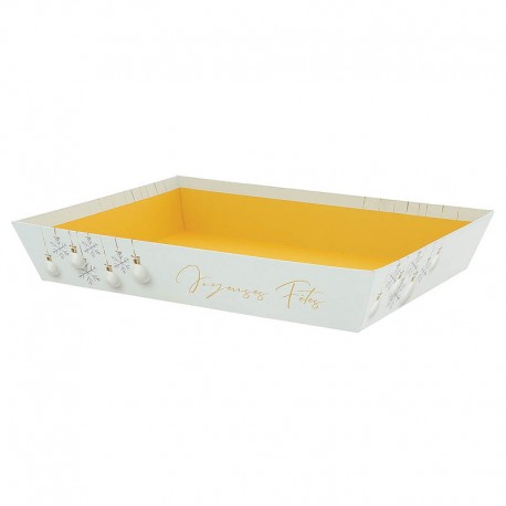 CORBEILLE CARTON RECTANGLE NOEL BLANC 36X27X6CM