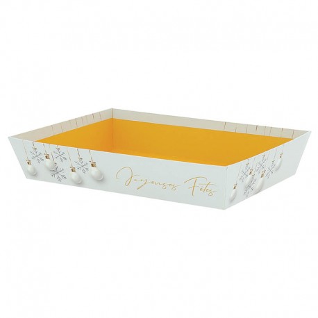 CORBEILLE CARTON RECTANGLE NOEL BLANC 26X20X5CM