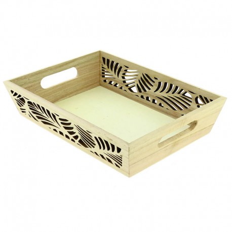 CORBEILLE BOIS RECTANGLE JUNGLE 28X20X6CM