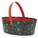 PANIER CARTON OVALE AVEC ANSE NOEL VERT 36X23X13CM
