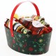 PANIER CARTON OVALE AVEC ANSE NOEL VERT 36X23X13CM