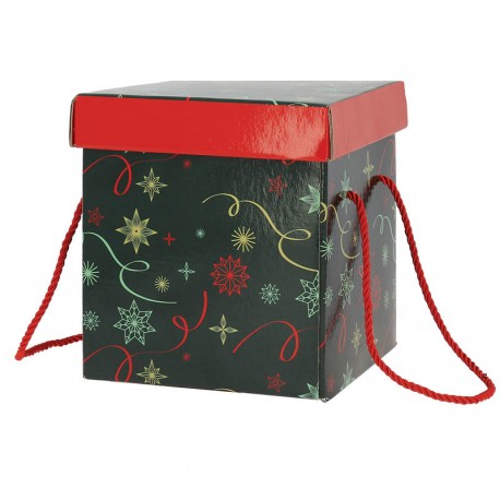 BOITE CARTON CARREE PLIABLE NOEL VERT 18X18CM