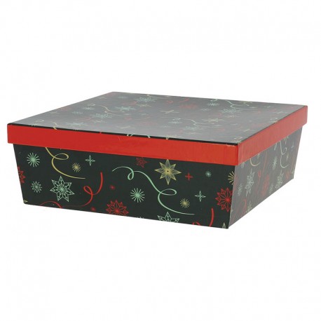 BOITE CARTON CARREE EMPILABLE NOEL VERT 26x26x9cm
