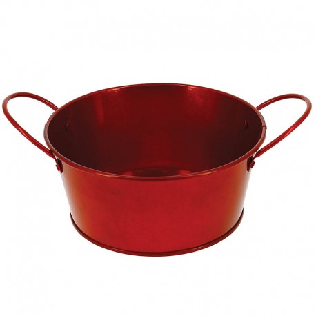 CORBEILLE RONDE METAL ROUGE ZINKA Ø16X7CM