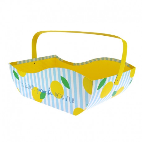 Panier carton anse rabattable Bonheur 36x23