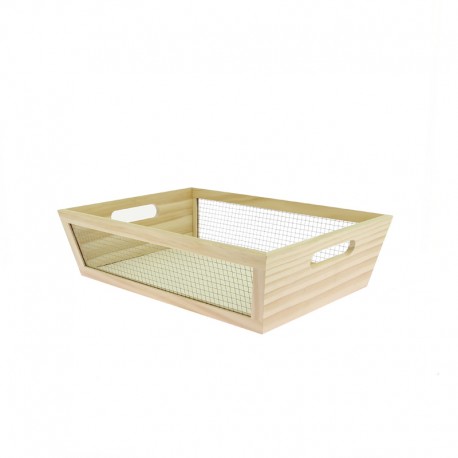 Corbeille rectangle bois et grillage 35x25