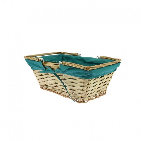 Panier rectangle doublure turquoise 38x28