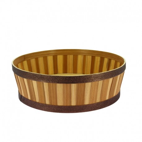 Corbeilles ronde bambou et paillettes Ø32x10