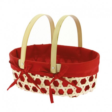 Panier ovale bambou ajouré doublé 27x20