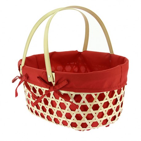 Panier ovale bambou ajouré doublé 35x27